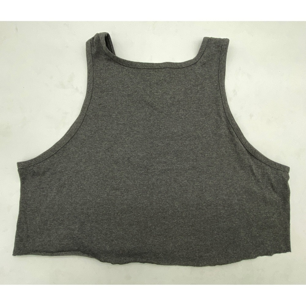 Crooks & Castles Gray Graphic Cropped Tank Top Size L Streetwear Raw Hem - Picture 7 of 7